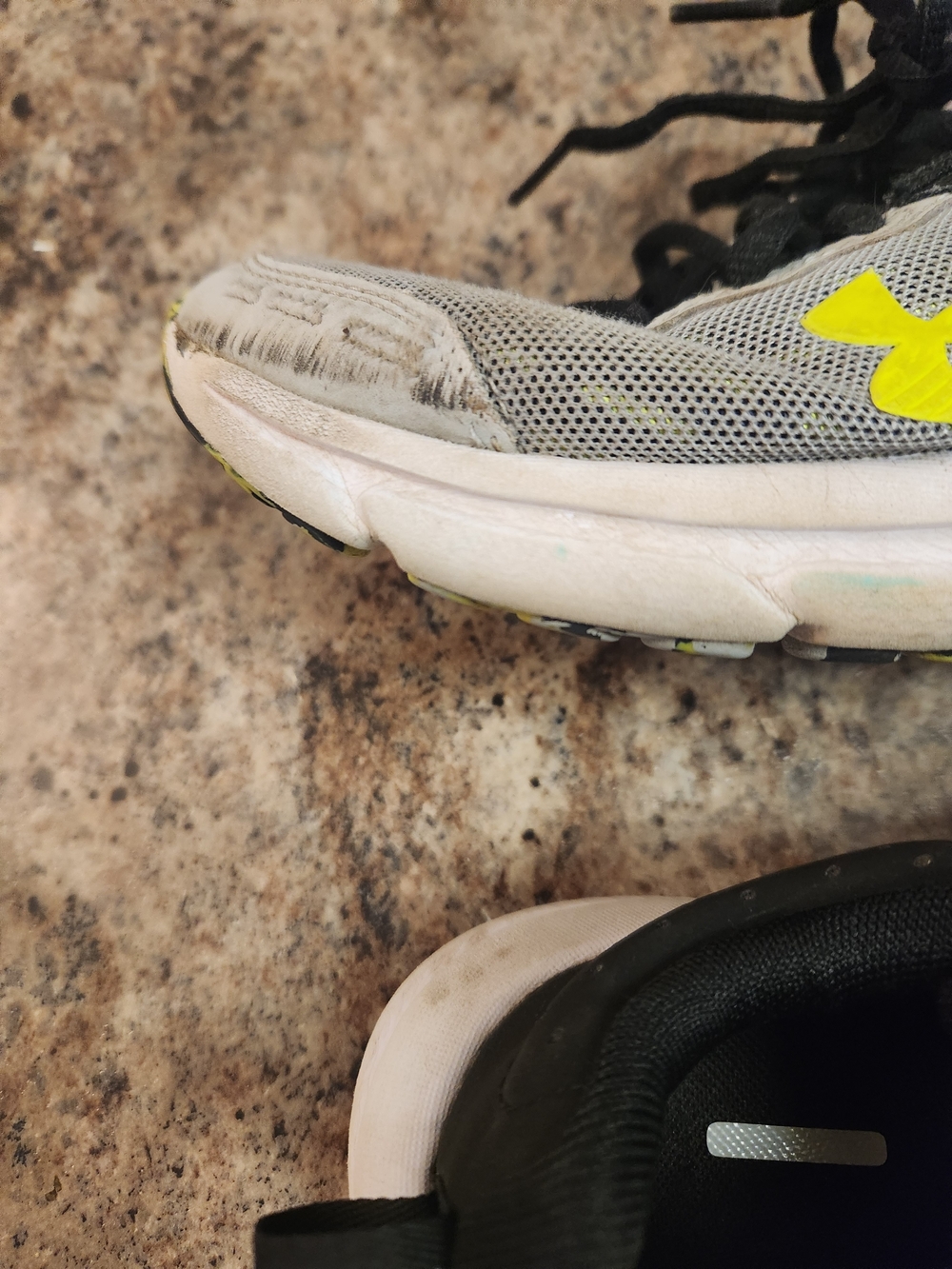 Under Armour Kids' Gray & Black Athletic Shoes with Yellow Logo- PLAY Condition - Picture 5 of 5